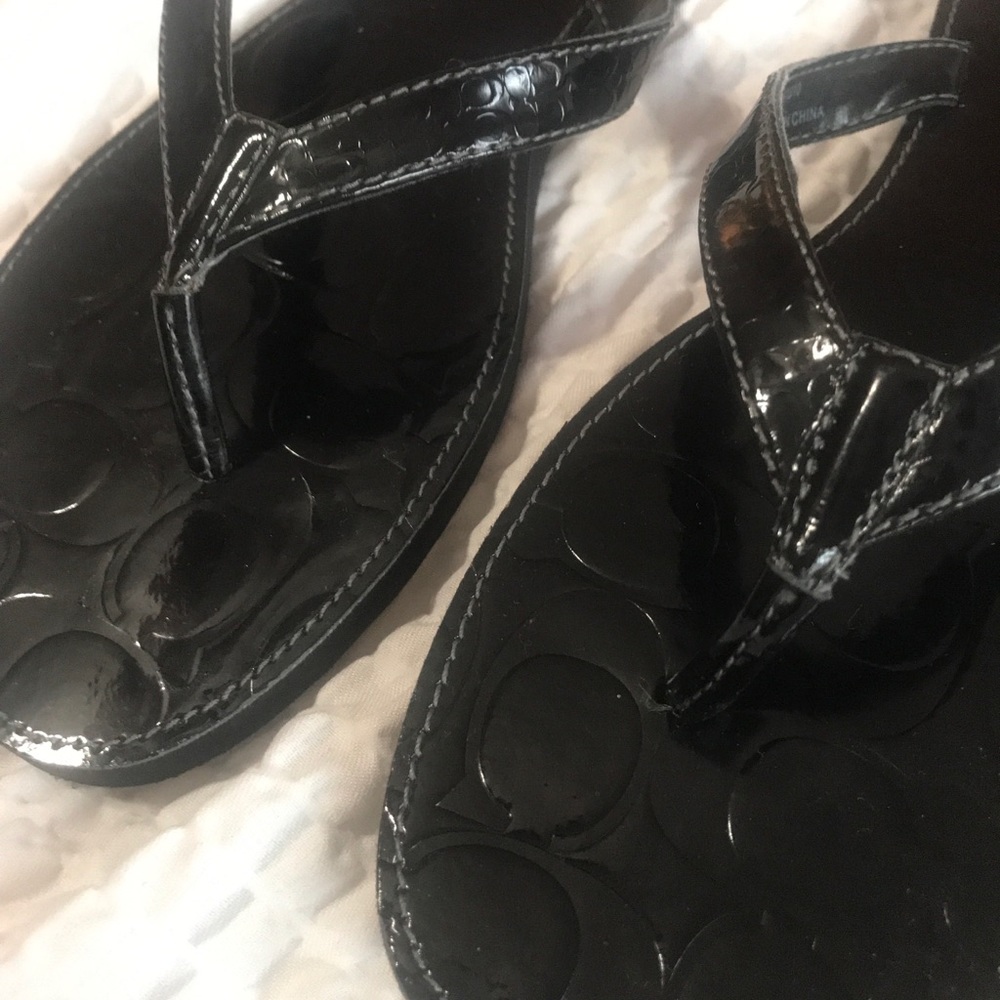 Authentic Black Coach Signature Flip Flops 10